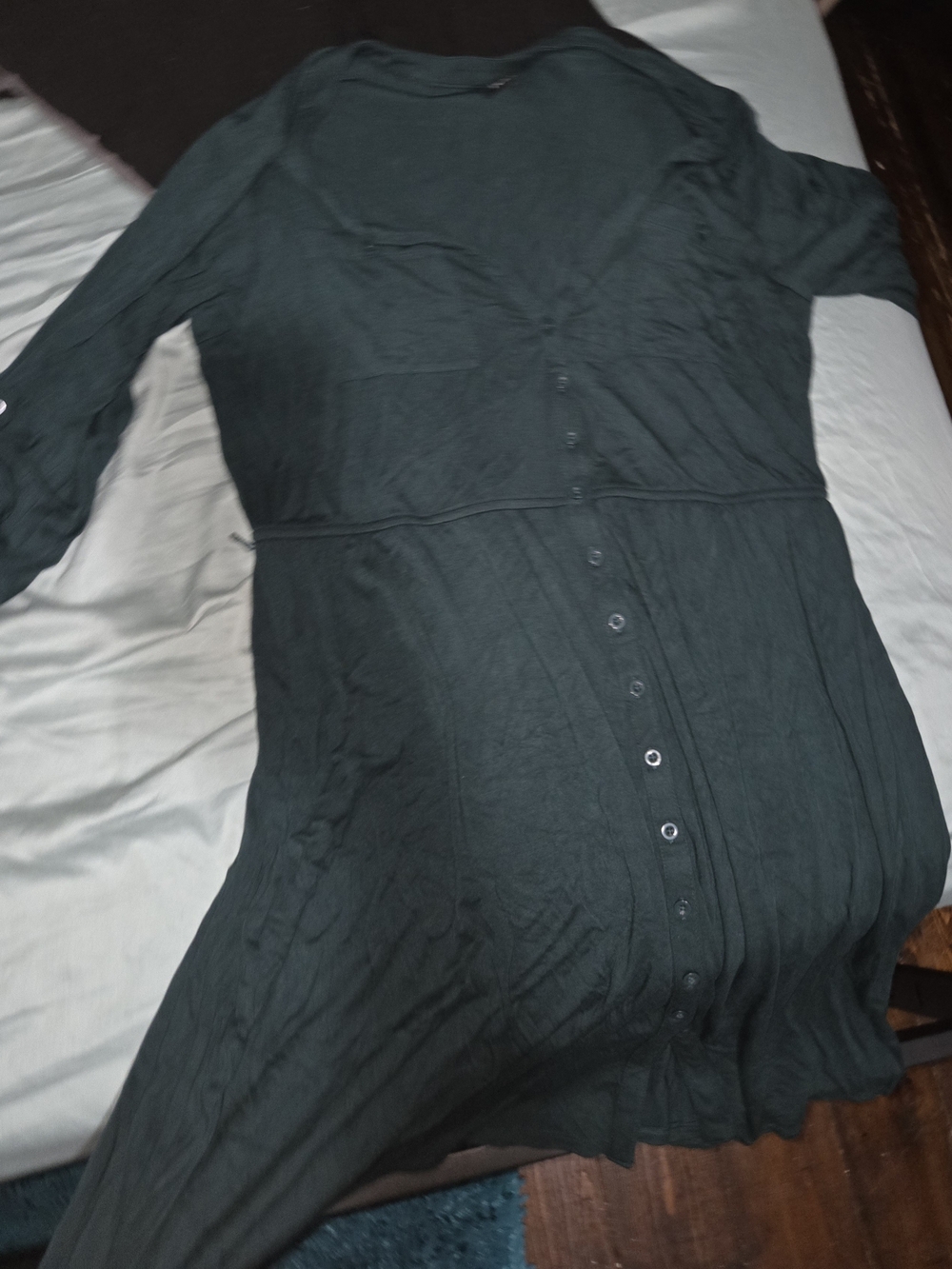 torrid dark green button-front midi dress
